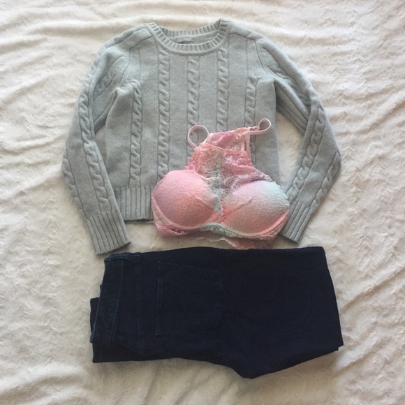 J Crew Thick light blue cable knit sweater - Picture 2 of 4